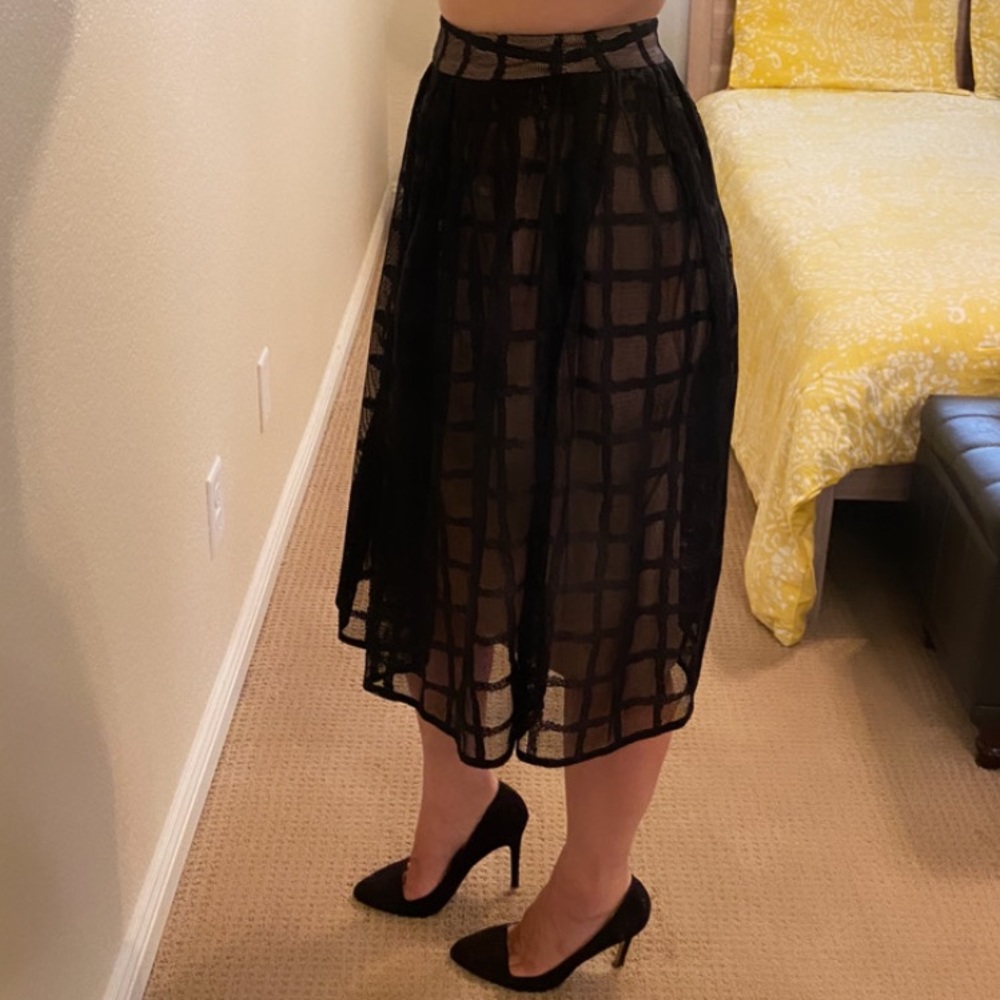 Midi black mesh skirt